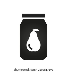 pear jam icon. jar and fruit preservation symbol. isolated vector image in simple style