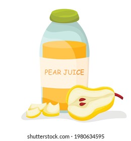 Pear juice. Bank. A healthy drink. Icon isolated on white background.