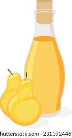 Zumo de oreja en una botella de estilo plano. Ilustración del vector