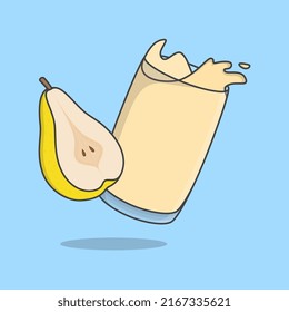 Pear Juice Cartoon Vector Illustration. Fresh Pear Juice Flat Icon Outline