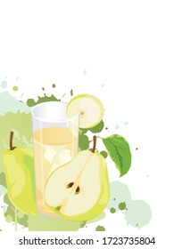 Pear juice in a glass isolated on white