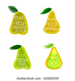 Pear juice or products vector set of icons for use