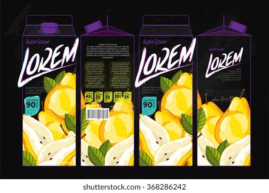 Pear juice template packaging design vector illustration.