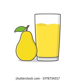 Birnensaft mit Pear-Vektorsymbol. Glas Birnensaftflattericon