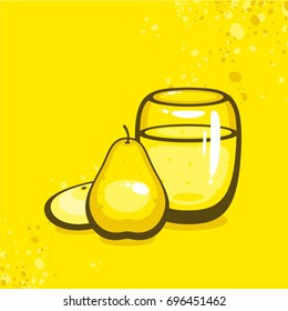 Pear juice vector illustration. Fruit collection for menu and packing design.