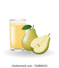 
Pear juice with whole pear and a half , vector