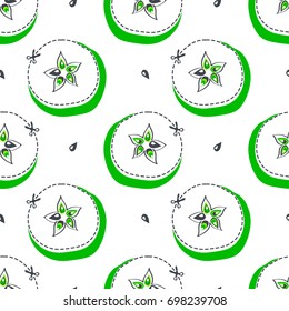 Pear juicy fruit. Vector illustration of seamless pattern.