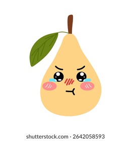 Pear kawaii flat illustration expression face