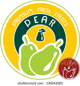 Pear label. Pears vector sign.