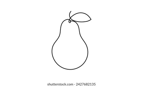 pear with leaf, black isolated silhouette