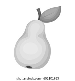 Pear with a leaf. Fruit of labor of a garden worker.Farm and gardening single icon in monochrome style vector symbol stock illustration.