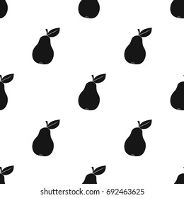 Pear with a leaf. Fruit of labor of a garden worker.Farm and gardening single icon in black style vector symbol stock illustration.