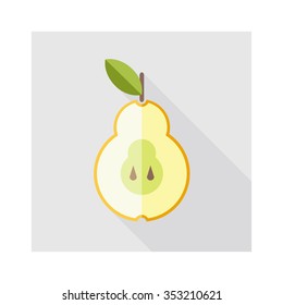 Pear with leaf . Fruit symbol. Flat icon. Vector.