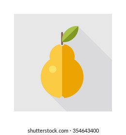 Pear with leaf . Fruit symbol. Flat icon. Vector.