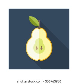 Pear with leaf . Fruit symbol. Flat icon. Vector.