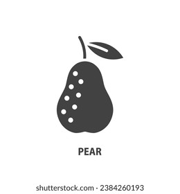 Pear with leaf glyph icon. Fruit symbol. Vector illustration.