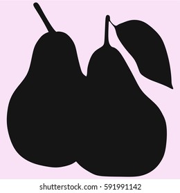 pear with leaf, half pear vector silhouette isolated