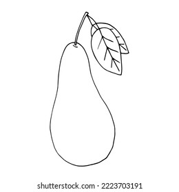 pera con la mano de hoja dibujada al estilo doodle. 