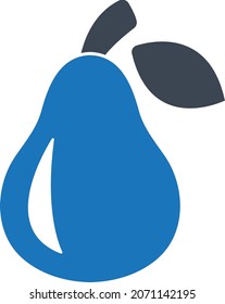 Pear con ilustración vectorial de icono de hoja 