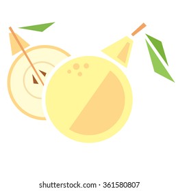 Pear with a leaf isolated on a white background