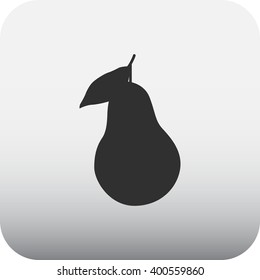 Pear with leaf sign black simple icon on  background