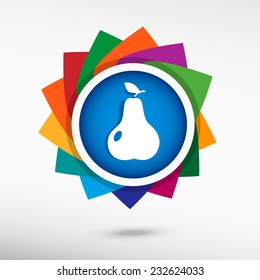 Pear with leaf sign icon. Flat design style 