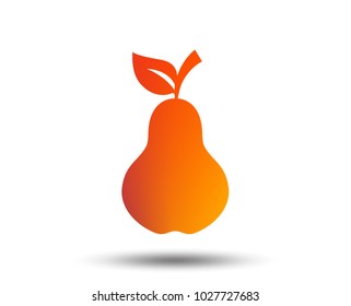Pear with leaf sign icon. Fruit symbol. Blurred gradient design element. Vivid graphic flat icon. Vector