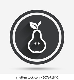 Pear with leaf sign icon. Fruit symbol.