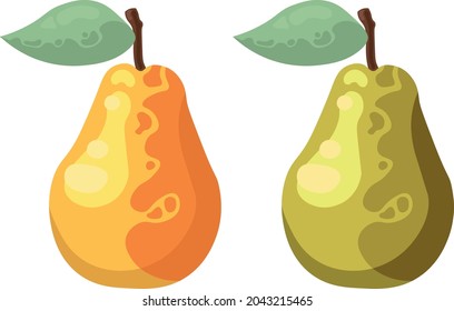 pear with leaf simple vector eps illustration icon isolated on white