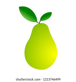 Pear with leaves. Isolated on white