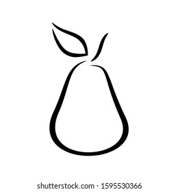 Pear line art isolated on white background. Vector illustration.