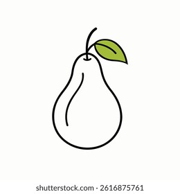 Pear line art vector on white background