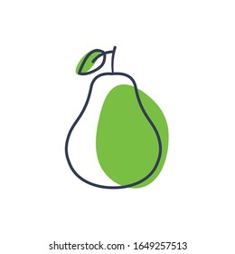 pear line color style icon design, Fruit healthy organic food sweet and nature theme Vector illustration