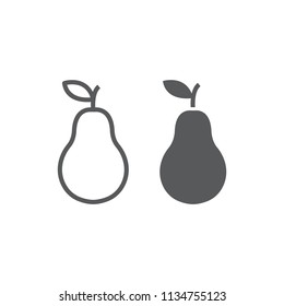 Pear line and glyph icon, fruit and vitamin, diet sign, vector graphics, a linear pattern on a white background, eps 10.