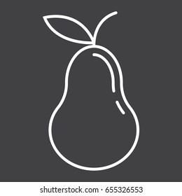 Pear line icon, fruit and diet, vector graphics, a linear pattern on a black background, eps 10.