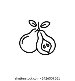 Pear line icon isolated on white background