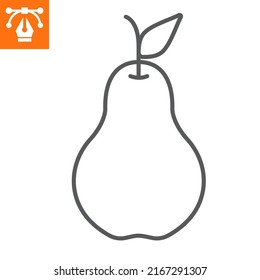 Pear line icon, outline style icon for web site or mobile app, fruit and organic, pear vector icon, simple vector illustration, vector graphics with editable strokes.