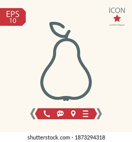 icono de la línea de pera, ilustración del vector de contorno.