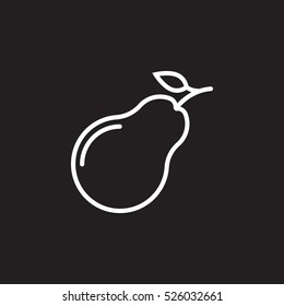 Pear line icon, outline vector sign, linear pictogram isolated on black. logo illustration