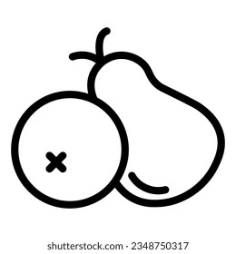 Pear line icon. Two pears illustration isolated on white. Healthy pears fruits outline style designed for and app. Eps 10.