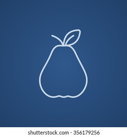 Pear line icon for web, mobile and infographics. Vector light blue icon isolated on blue background.