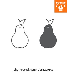 Pear line and solid icon, outline style icon for web site or mobile app, fruit and organic, pear vector icon, simple vector illustration, vector graphics with editable strokes.