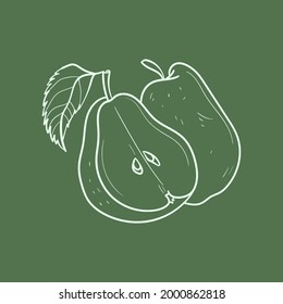 Birnenlinie, Vektorgrafik. Detailliertes Food-Symbol für mobile Konzepte, Print, Menü und Web-Apps. Für Restaurant, Bar, veganische, gesunde und ökologische Lebensmittel, Markt, Bauern Markt.