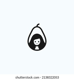 pear logo with girl icon vector illustration template
