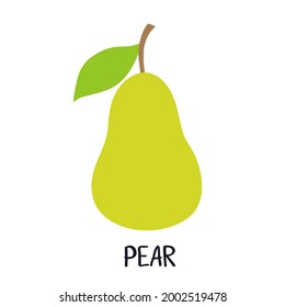 Pear logo icon sign Handwriting lettering Fruit symbol emblem Health concept Colorful design Children's cartoon style Fashion print clothes apparel greeting invitation card poster flyer cover banner