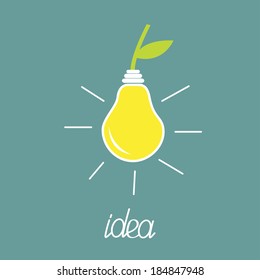 Pear lump bulb with green leaf.  ECO energy idea concept. Vector illustration.