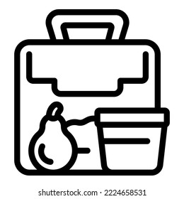 Pear Lunch Box Icon Outline Vector. School Meal. Container Food