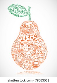 Pear made of school symbols