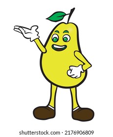 Pear mascot making presentations. Fruit character vector illustration. isolated on white background.