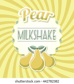 Pear milkshake label in retro style on twisted background